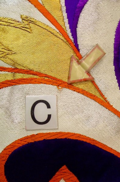 Photo14: P0207B Vintage Japanese Kimono  Vivid Purple  FUKURO OBI sash Arabesque vine Silk. (Grade C) (14)