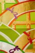 Photo3: P0207D Vintage Japanese Kimono   Yellowish Green  FUKURO OBI sash Line Silk. (Grade B) (3)