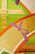 Photo6: P0207D Vintage Japanese Kimono   Yellowish Green  FUKURO OBI sash Line Silk. (Grade B) (6)
