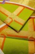 Photo11: P0207D Vintage Japanese Kimono   Yellowish Green  FUKURO OBI sash Line Silk. (Grade B) (11)