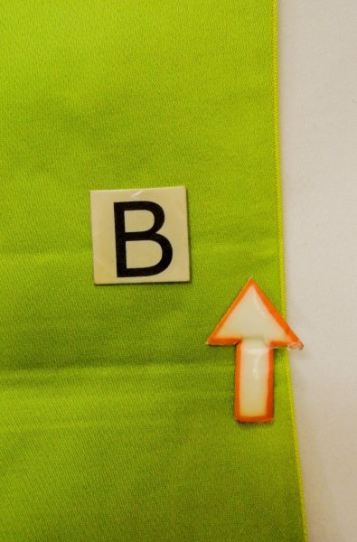 Photo13: P0207D Vintage Japanese Kimono   Yellowish Green  FUKURO OBI sash Line Silk. (Grade B) (13)