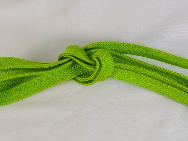 Photo3: P0219XA Vintage Japanese Kimono   Yellowish Green  OBIJIME decorative string/cord/rope  Geometrical pattern Silk. (Grade B) (3)