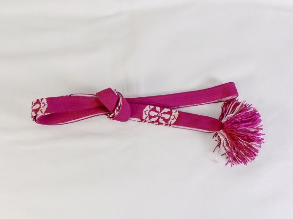 Photo1: P0219XB Vintage Japanese Kimono  Vivid Pink  OBIJIME decorative string/cord/rope  Wheel Silk. (Grade B) (1)
