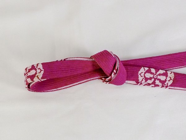 Photo2: P0219XB Vintage Japanese Kimono  Vivid Pink  OBIJIME decorative string/cord/rope  Wheel Silk. (Grade B) (2)