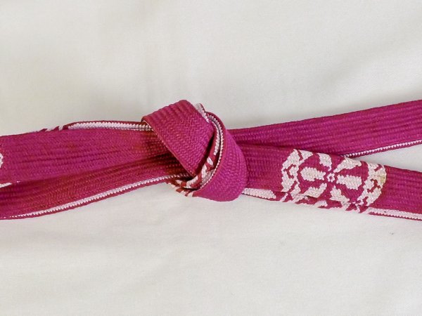 Photo3: P0219XB Vintage Japanese Kimono  Vivid Pink  OBIJIME decorative string/cord/rope  Wheel Silk. (Grade B) (3)