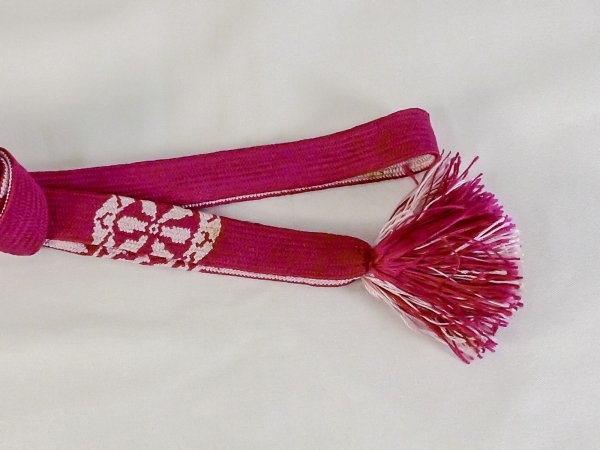 Photo4: P0219XB Vintage Japanese Kimono  Vivid Pink  OBIJIME decorative string/cord/rope  Wheel Silk. (Grade B) (4)