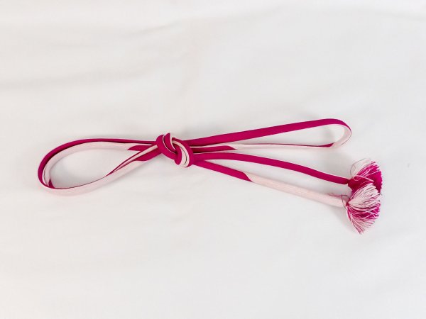 Photo1: P0219XD Vintage Japanese Kimono  Vivid Pink  OBIJIME decorative string/cord/rope  Abstract pattern Silk. (Grade C) (1)