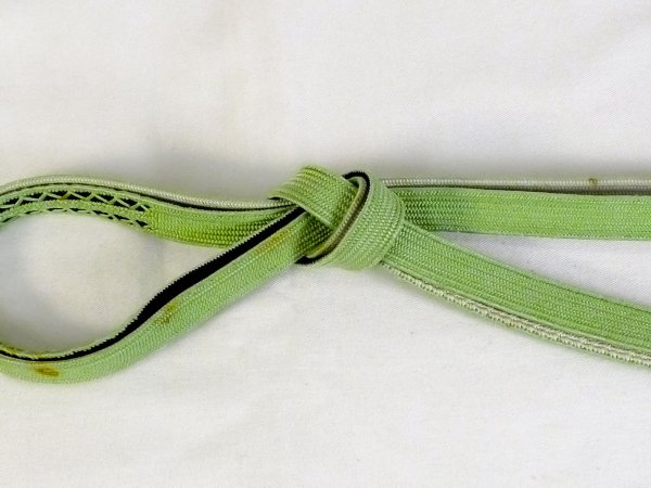 Photo3: P0219XI Vintage Japanese Kimono  Pale Green  OBIJIME decorative string/cord/rope  Zig Zag Silk. (Grade C) (3)