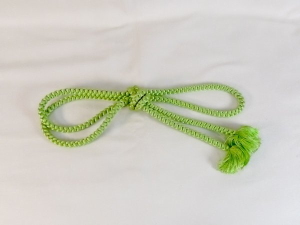 Photo1: P0219XJ Vintage Japanese Kimono   Yellowish Green  OBIJIME decorative string/cord/rope   Silk. (Grade B) (1)