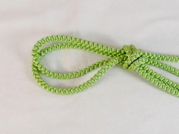 Photo2: P0219XJ Vintage Japanese Kimono   Yellowish Green  OBIJIME decorative string/cord/rope   Silk. (Grade B) (2)