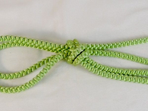 Photo3: P0219XJ Vintage Japanese Kimono   Yellowish Green  OBIJIME decorative string/cord/rope   Silk. (Grade B) (3)