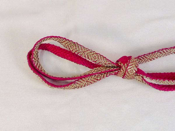 Photo2: P0219XK Vintage Japanese Kimono  Vivid Pink  OBIJIME decorative string/cord/rope  Lozenges Silk. (Grade B) (2)