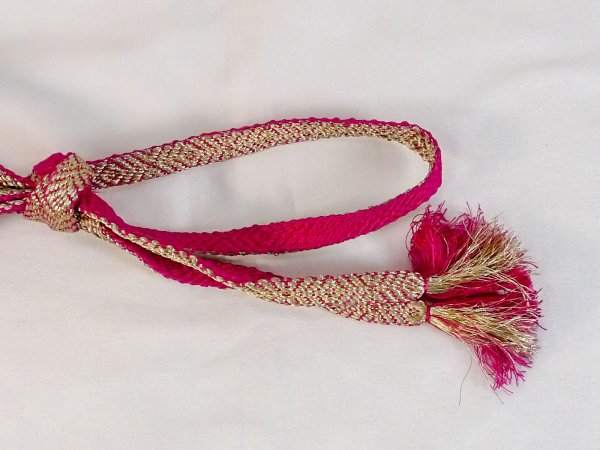 Photo4: P0219XK Vintage Japanese Kimono  Vivid Pink  OBIJIME decorative string/cord/rope  Lozenges Silk. (Grade B) (4)
