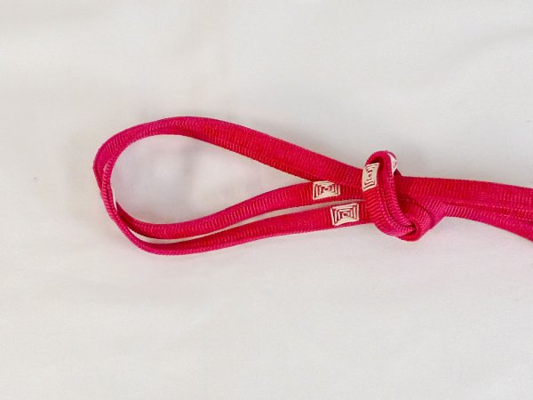 Photo2: P0219XM Vintage Japanese Kimono  Vivid Pink  OBIJIME decorative string/cord/rope  Triangle Silk. (Grade B) (2)