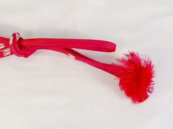 Photo4: P0219XM Vintage Japanese Kimono  Vivid Pink  OBIJIME decorative string/cord/rope  Triangle Silk. (Grade B) (4)