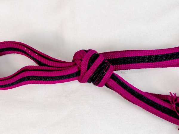 Photo3: P0219XO Vintage Japanese Kimono Vivid Purplish Pink  OBIJIME decorative string/cord/rope  Stripes Silk. (Grade D) (3)