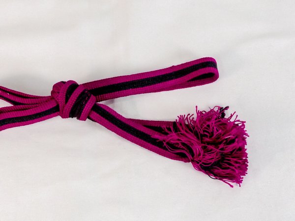Photo4: P0219XO Vintage Japanese Kimono Vivid Purplish Pink  OBIJIME decorative string/cord/rope  Stripes Silk. (Grade D) (4)
