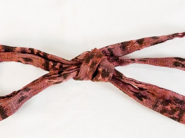 Photo3: P0219XP Vintage Japanese Kimono Pale Brownish Pink  OBIJIME decorative string/cord/rope  Plaid Checks Cotton. (Grade B) (3)