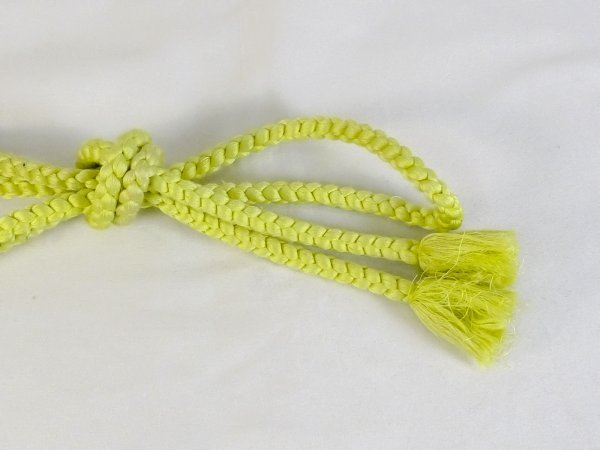 Photo4: P0219XQ Vintage Japanese Kimono  Light Yellowish Green  OBIJIME decorative string/cord/rope   Silk. (Grade C) (4)
