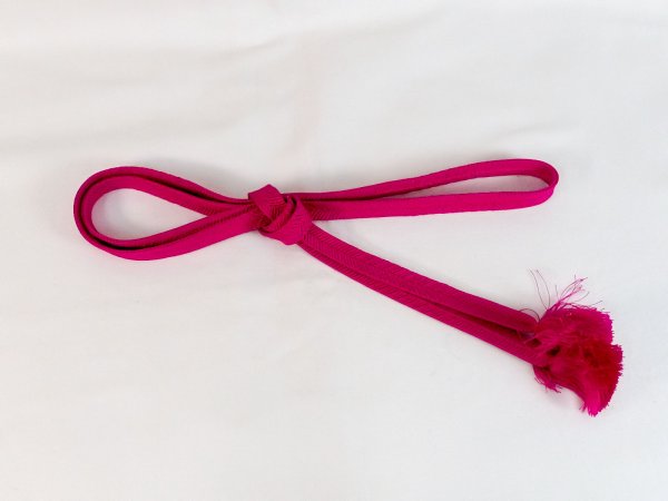 Photo1: Mint P0219XS Vintage Japanese Kimono  Vivid Pink  OBIJIME decorative string/cord/rope  Zig Zag Silk. (Grade A) (1)