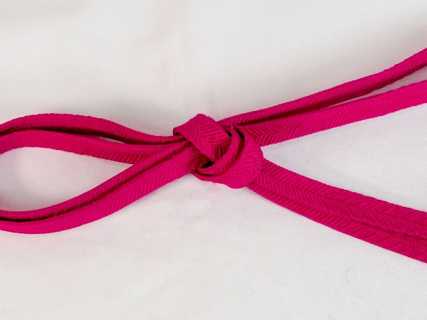 Photo3: Mint P0219XS Vintage Japanese Kimono  Vivid Pink  OBIJIME decorative string/cord/rope  Zig Zag Silk. (Grade A) (3)