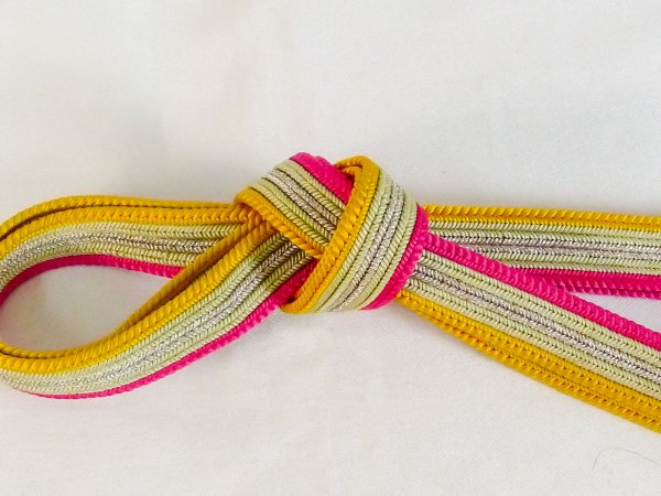Photo3: P0219XT Vintage Japanese Kimono   Multi Color  OBIJIME decorative string/cord/rope  Stripes Silk. (Grade B) (3)