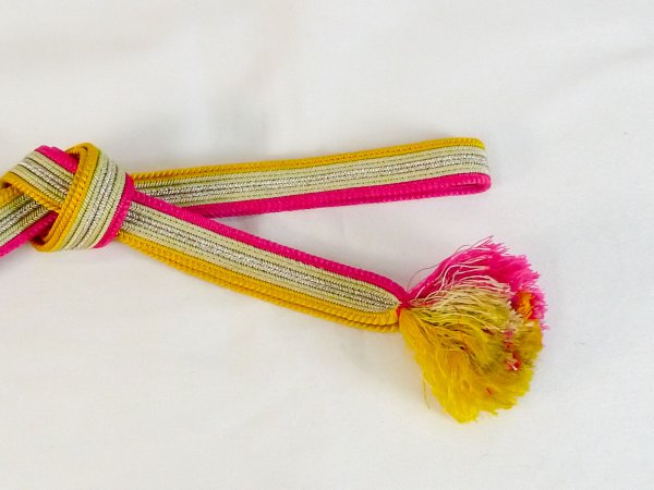 Photo4: P0219XT Vintage Japanese Kimono   Multi Color  OBIJIME decorative string/cord/rope  Stripes Silk. (Grade B) (4)