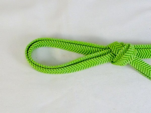 Photo2: P0219XU Vintage Japanese Kimono   Yellowish Green  OBIJIME decorative string/cord/rope  Zig Zag Silk. (Grade B) (2)