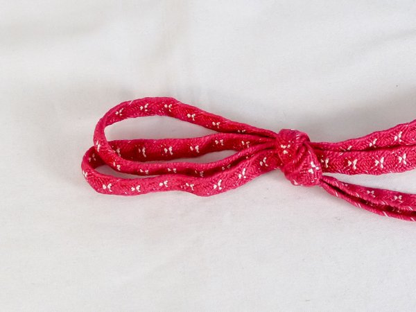 Photo2: P0219XV Vintage Japanese Kimono  Vivid Pink  OBIJIME decorative string/cord/rope  Abstract pattern Silk. (Grade A) (2)