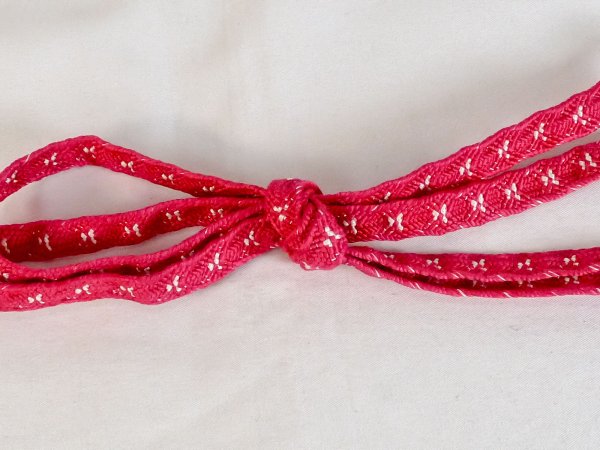 Photo3: P0219XV Vintage Japanese Kimono  Vivid Pink  OBIJIME decorative string/cord/rope  Abstract pattern Silk. (Grade A) (3)