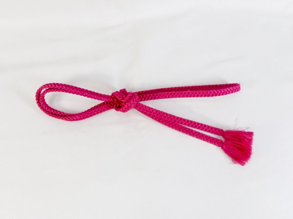 Photo1: P0219XX Vintage Japanese Kimono  Vivid Pink  OBIJIME decorative string/cord/rope  Geometrical pattern Silk. (Grade B) (1)