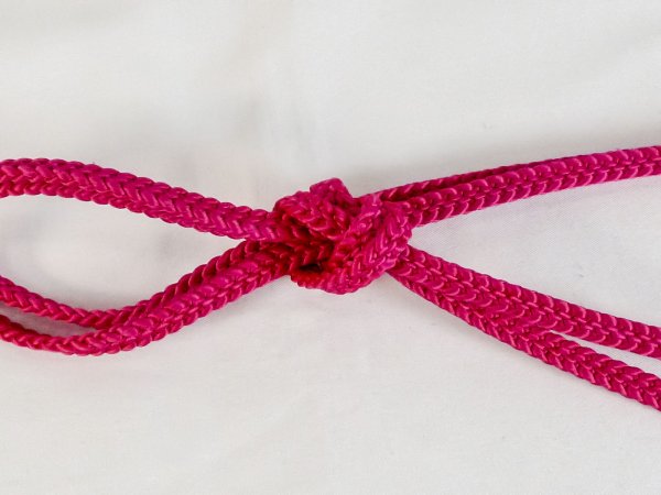 Photo3: P0219XX Vintage Japanese Kimono  Vivid Pink  OBIJIME decorative string/cord/rope  Geometrical pattern Silk. (Grade B) (3)