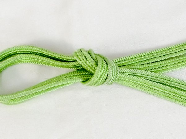 Photo3: P0219XY Vintage Japanese Kimono  Light Yellowish Green  OBIJIME decorative string/cord/rope  Stripes Silk. (Grade B) (3)