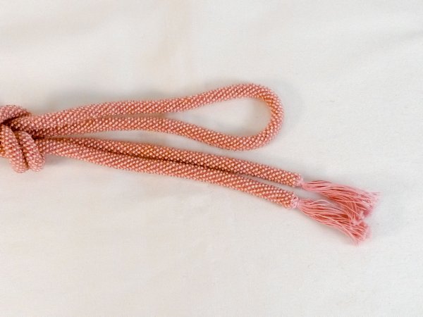 Photo4: P0219XZ Vintage Japanese Kimono  Grayish Pink  OBIJIME decorative string/cord/rope    (Grade B) (4)