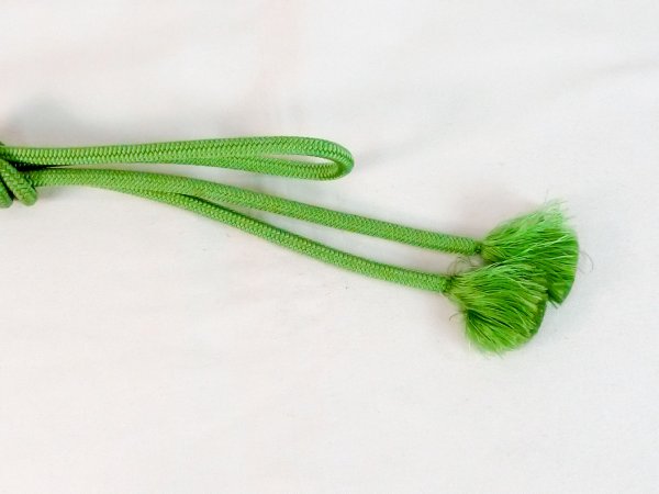 Photo4: Mint P0220XA Vintage Japanese Kimono   Green  OBIJIME decorative string/cord/rope  Zig Zag Silk. (Grade A) (4)