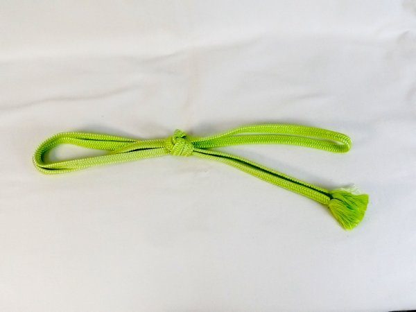 Photo1: Mint P0220XD Vintage Japanese Kimono  Light Yellowish Green  OBIJIME decorative string/cord/rope  Zig Zag Silk. (Grade A) (1)