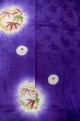 Photo5: P0225B Antique Japanese kimono Shiny Purple KOMON dyed for women / Silk. Rose (Grade C) (5)