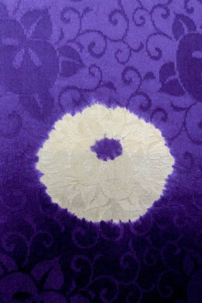 Photo8: P0225B Antique Japanese kimono Shiny Purple KOMON dyed for women / Silk. Rose (Grade C) (8)