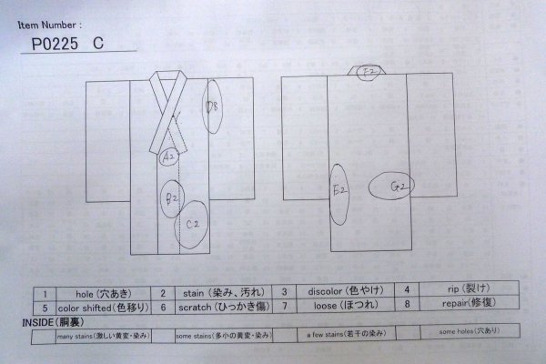 Photo12: P0225C Antique Japanese kimono Pale Grayish Multi Color KOMON dyed for women / Silk. Chrysanthemum (Grade C) (12)
