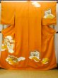 Photo1: P0225D Vintage Japanese kimono Vivid Orange TSUKESAGE formal for women / Silk. Peony (Grade B) (1)
