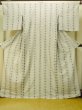 Photo1: Mint P0225E Vintage Japanese kimono Light Gray HITOE unlined for women / Silk. Lozenges (Grade A) (1)