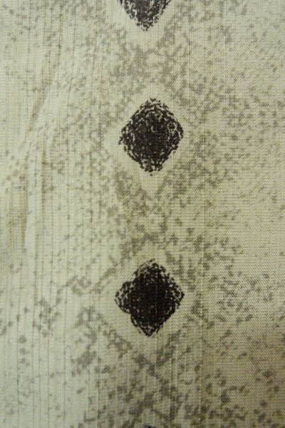 Photo6: Mint P0225E Vintage Japanese kimono Light Gray HITOE unlined for women / Silk. Lozenges (Grade A) (6)