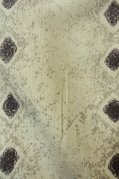Photo7: Mint P0225E Vintage Japanese kimono Light Gray HITOE unlined for women / Silk. Lozenges (Grade A) (7)