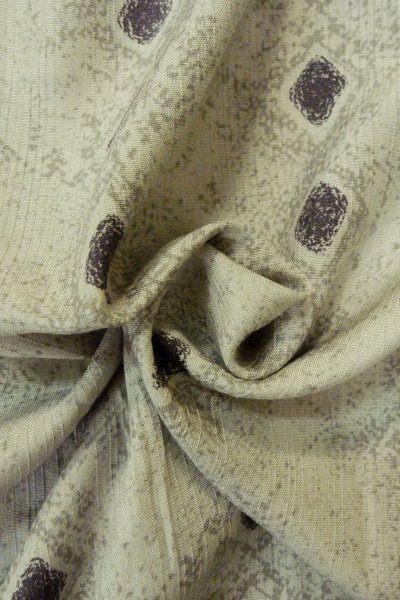 Photo11: Mint P0225E Vintage Japanese kimono Light Gray HITOE unlined for women / Silk. Lozenges (Grade A) (11)