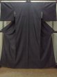 Photo1: Mint P0225G Vintage Japanese kimono Dark Gray TSUMUGI pongee for women / Silk. Abstract pattern (Grade A) (1)