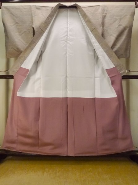 Photo2: P0225H Vintage Japanese kimono Pale Multi Color TSUMUGI pongee for women / Silk. Flower (Grade B) (2)
