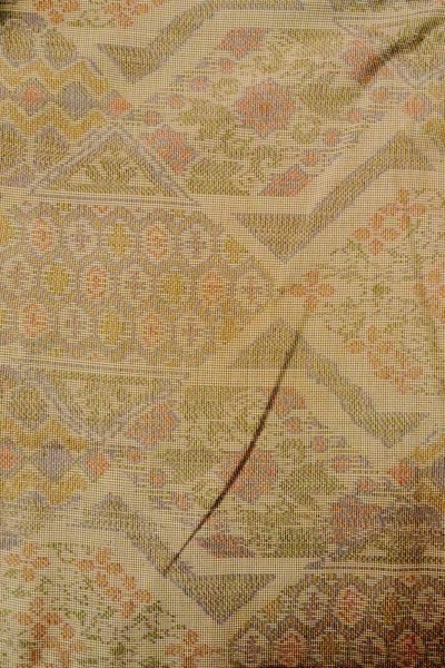 Photo3: P0225H Vintage Japanese kimono Pale Multi Color TSUMUGI pongee for women / Silk. Flower (Grade B) (3)