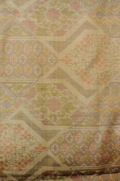 Photo4: P0225H Vintage Japanese kimono Pale Multi Color TSUMUGI pongee for women / Silk. Flower (Grade B) (4)