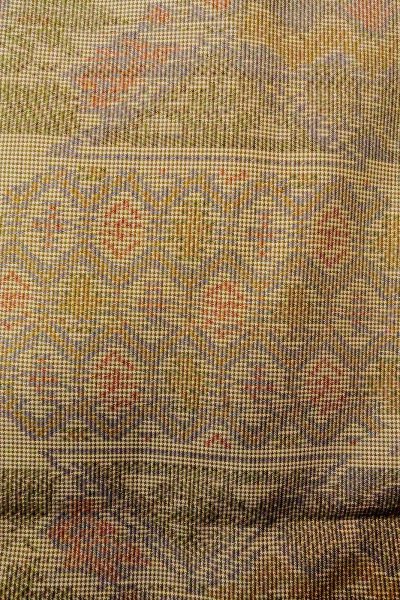 Photo6: P0225H Vintage Japanese kimono Pale Multi Color TSUMUGI pongee for women / Silk. Flower (Grade B) (6)