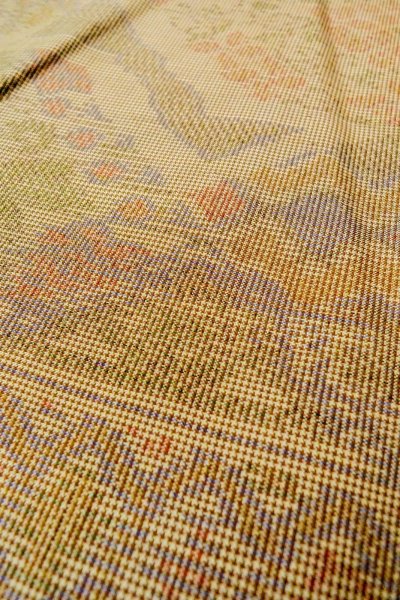 Photo8: P0225H Vintage Japanese kimono Pale Multi Color TSUMUGI pongee for women / Silk. Flower (Grade B) (8)